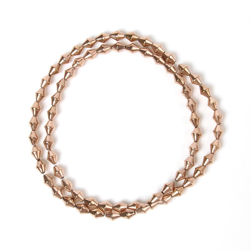 Handgefertigte Bastelfarbe, rosévergoldete Hämatitperlen, natürliche Rondelle-Perlen für Schmuckherstellung, DIY-Charms, Armband-Zubehör, 38,1 cm