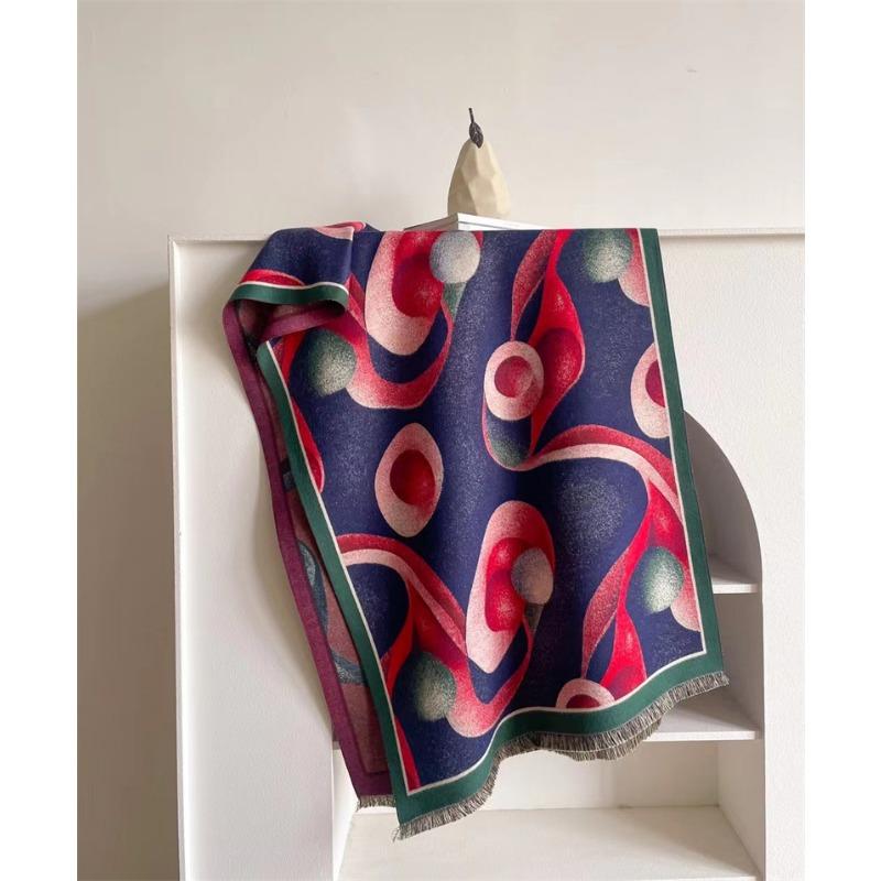 

New digital inkjet imitation cashmere shawl women s thickened warm short fringed scarf personalized style scarf 190x65cm