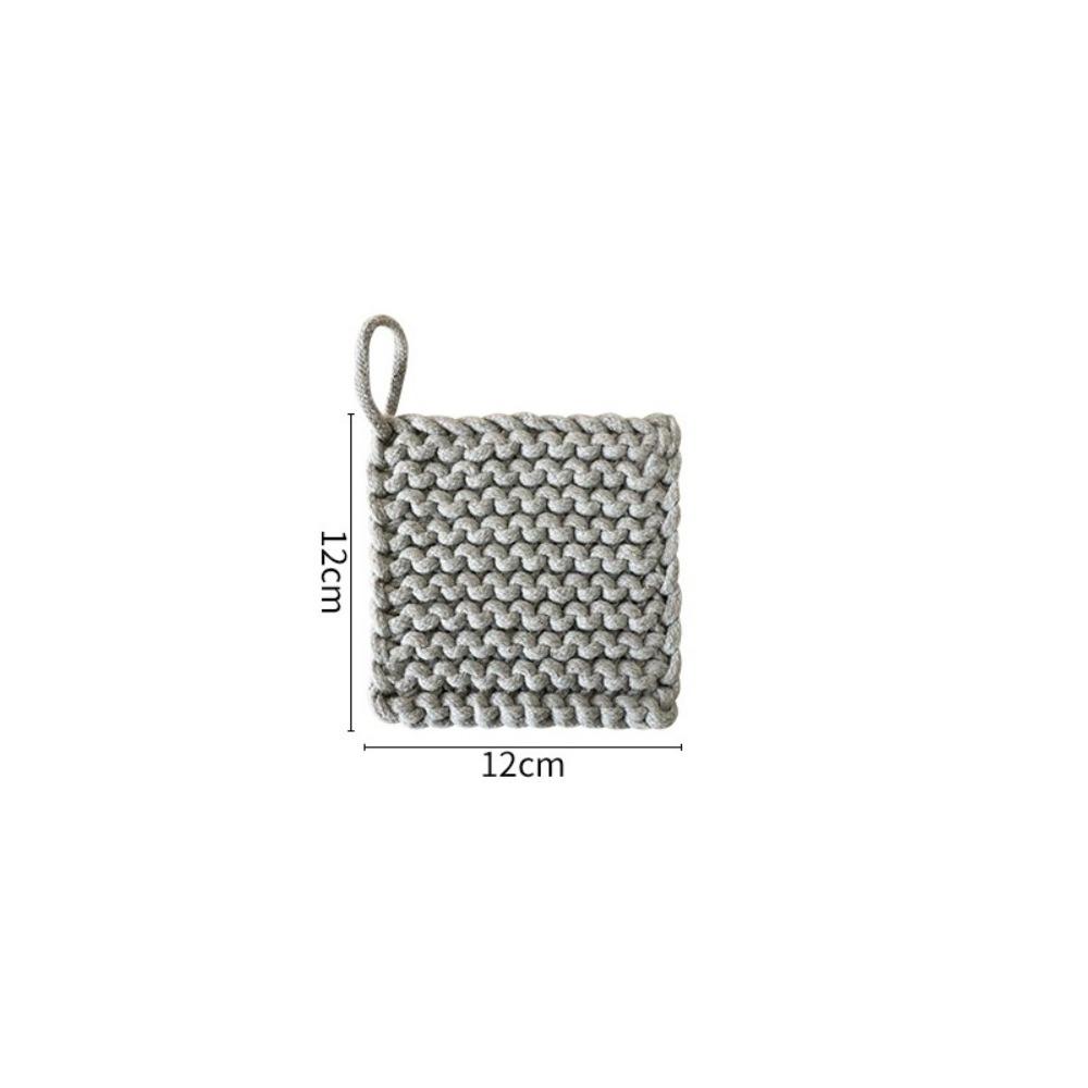 

Knitted Cotton Heat Insulation Placemat Reusable Antiskid Non-Slip Coaster Table Decoration Wool Material Hand Knitted Coaster