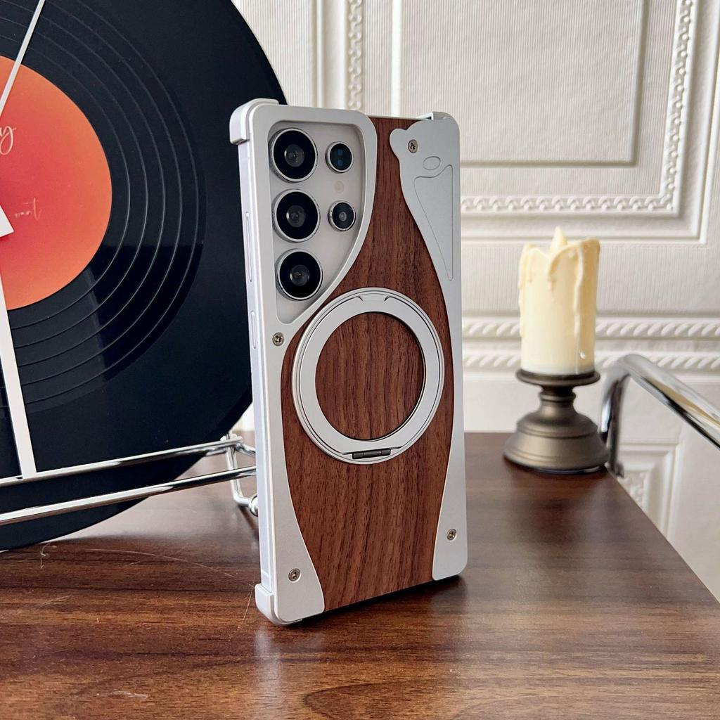 Samsung S25 Ultra Walnut Wood Magnetic Stand Case