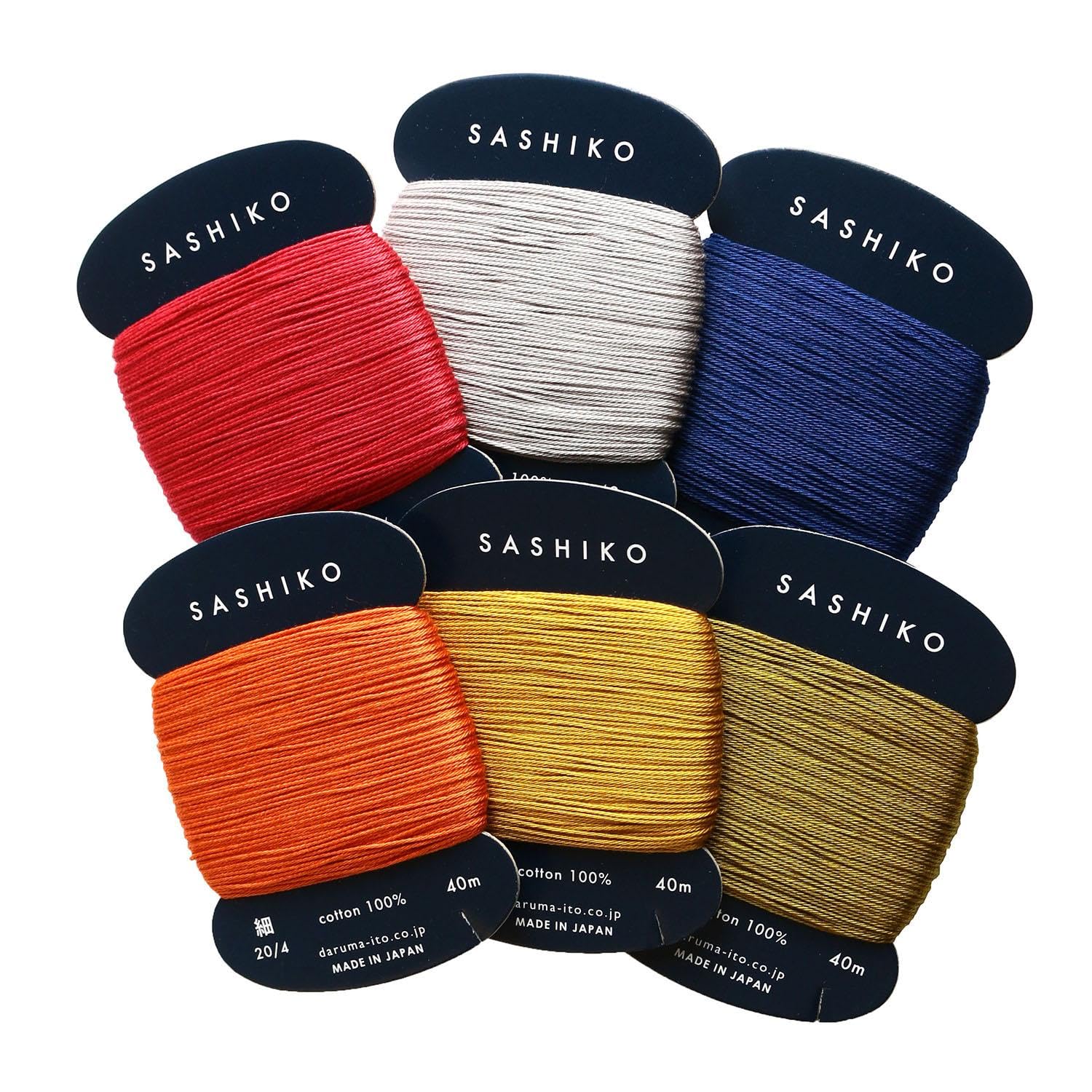

Nippon Chuko Yokota Daruma Sashiko Thread Fine Card Roll 40m 6 Colors Set Chic Colors DRM2400-6SET-B