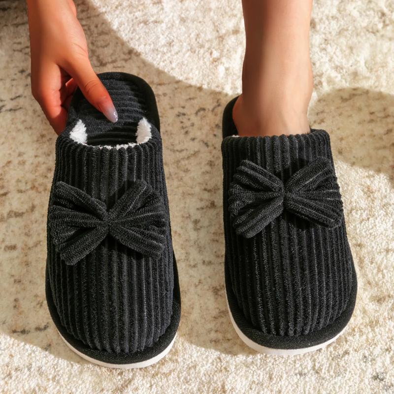 Fashion Women's Bow Slippers Fall/Winter Indoor Bedroom Floor Lightweight and Comfortable&Soft Warm Slippers for Home