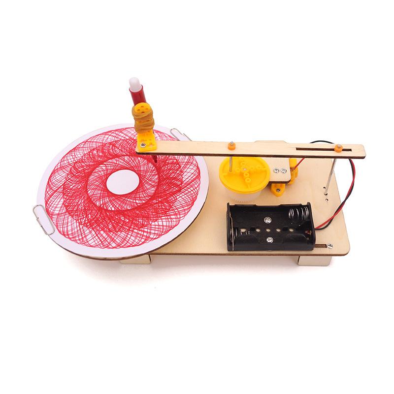 DIY Creative Wooden Electric Plotter Drawing Robot STEM Kids Model - Automatic Painting Science Electronics Kits Experiment
