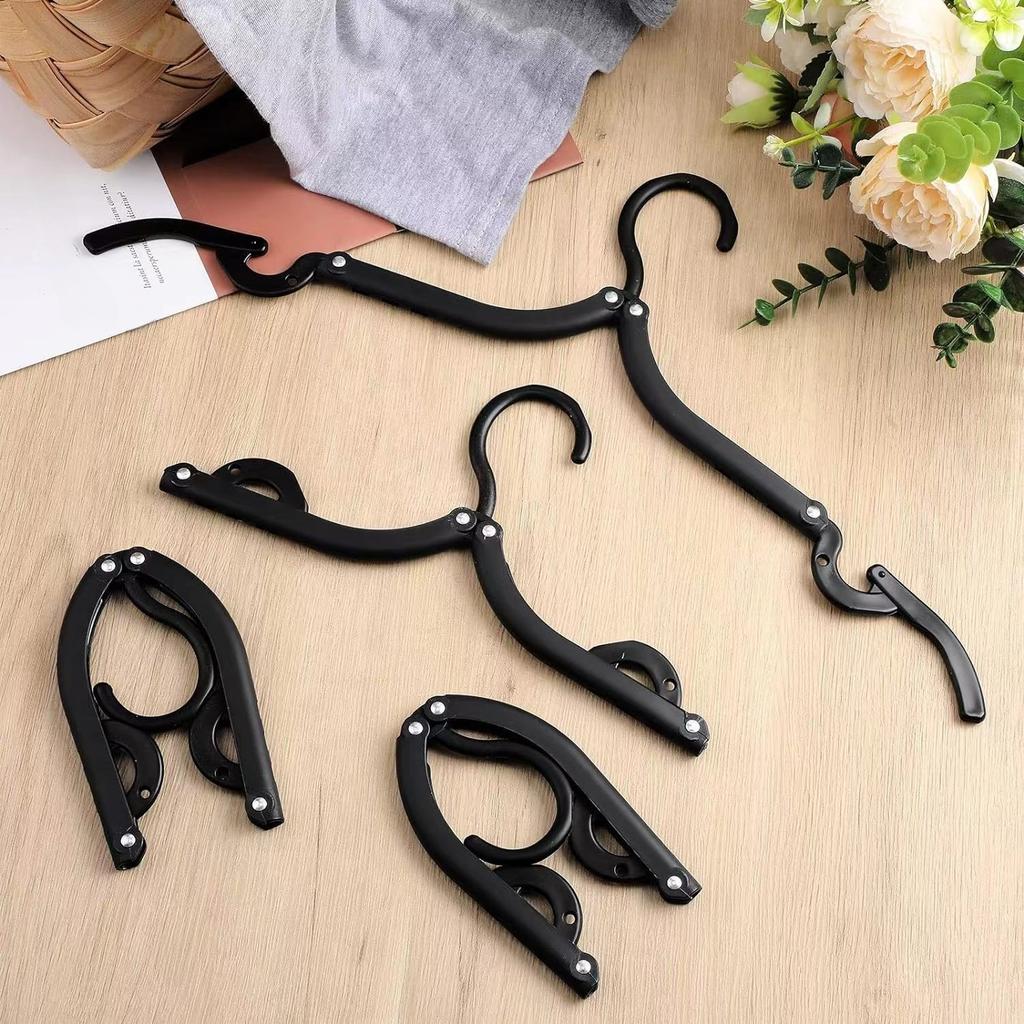 5/7pcs Portable Folding Clothes Rack Set, Plastic Hanging Drying Rack with Windproof Hooks, Multipurpose Travel Coat Hanger