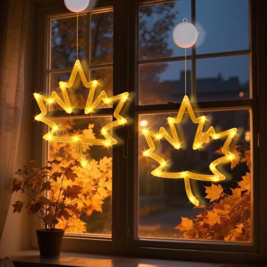Autumn Decoration Light with Suction Cup IP55 Waterproof Easy to Install Battery Operated Halloween Decorative Window LED Light