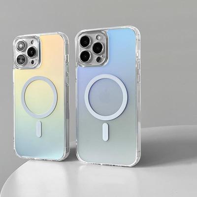 Farebný magnetický sací kryt na iPhone 14 Max pre Apple 15 Pro, gradientný kryt na mobilný telefón - Všestranný, kompatibilný s MagSafe, bezdrôtové nabíjanie.