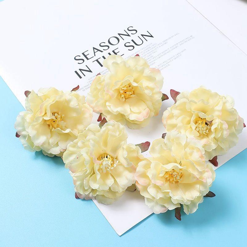 5/10PCs Artificial Flowers 6.5cm Silk Fake Flowers Heads for Home Room Dceor Garden Wedding Marriage Decoration Gifts Accessory