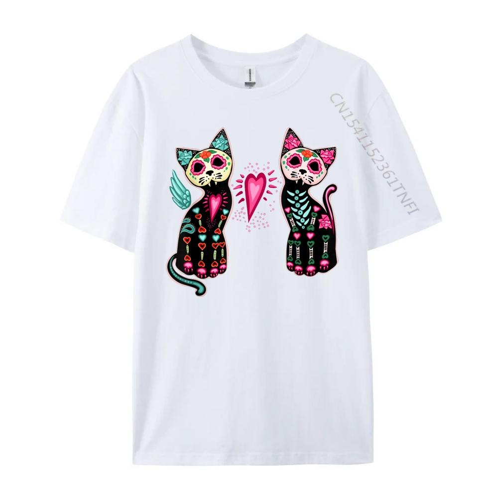 Day Of The Dead Cats Shirt Cat Lovers Dia De Los Muertos Plain Shirt Mens Clothing Normal Men Clothes Luxury Brand Luxury
