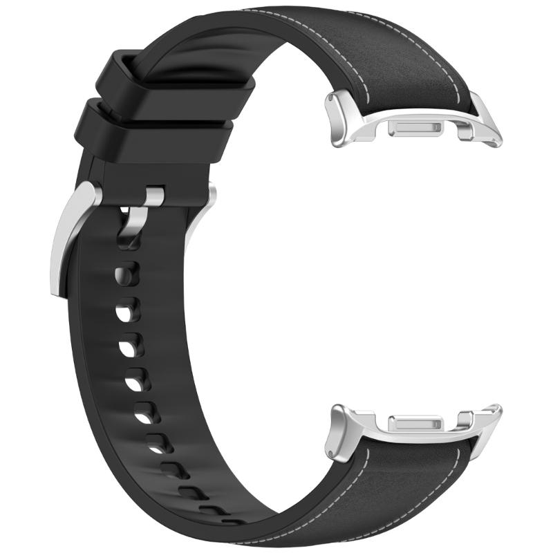 Flexible Silicone Watch Band Straps With Leather Accent For 40mm 44mm 46mm Models Comfortable Daily Wear Gym To Office