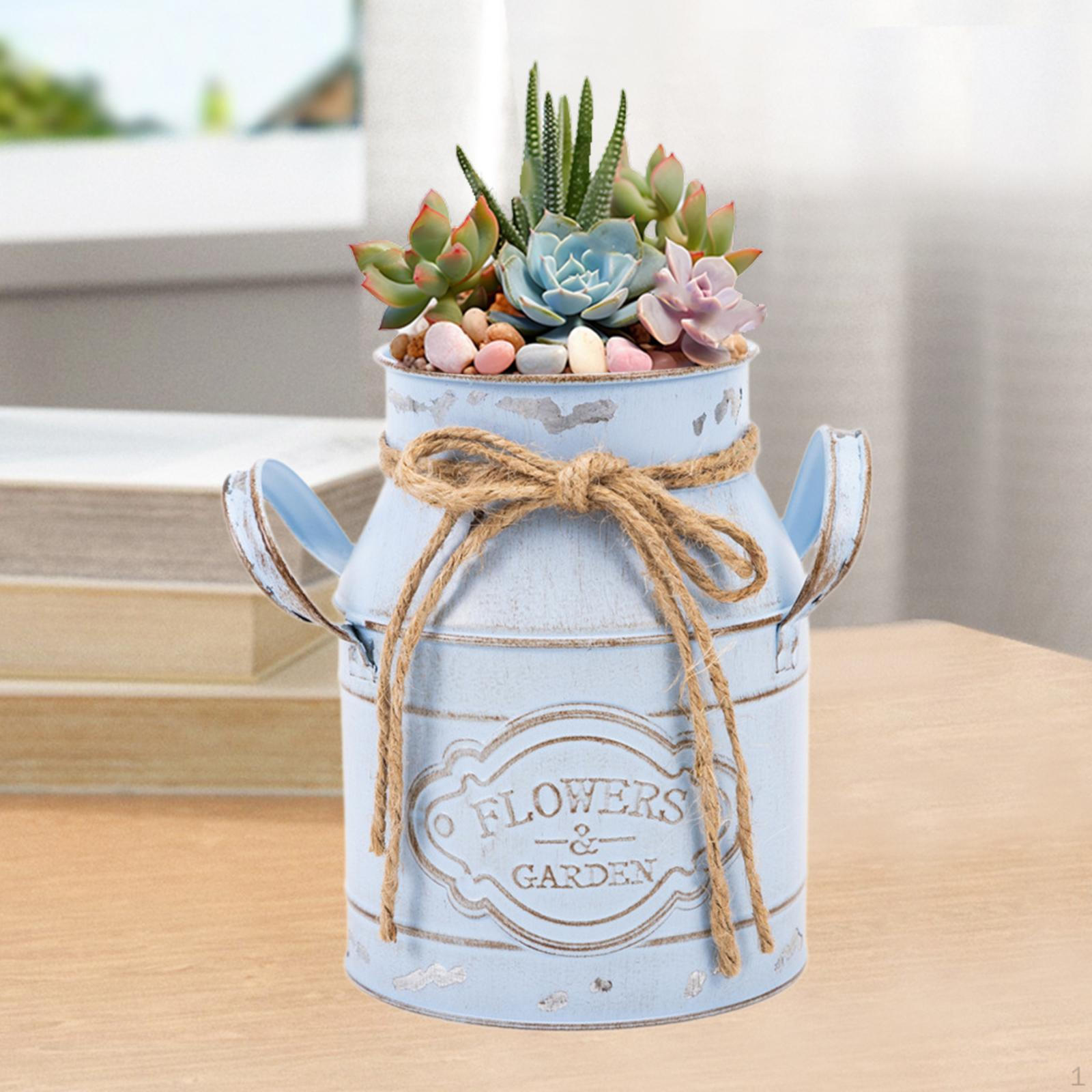 

Кашпо из молочного кувшина для цветочных композиций, домашний декор синий