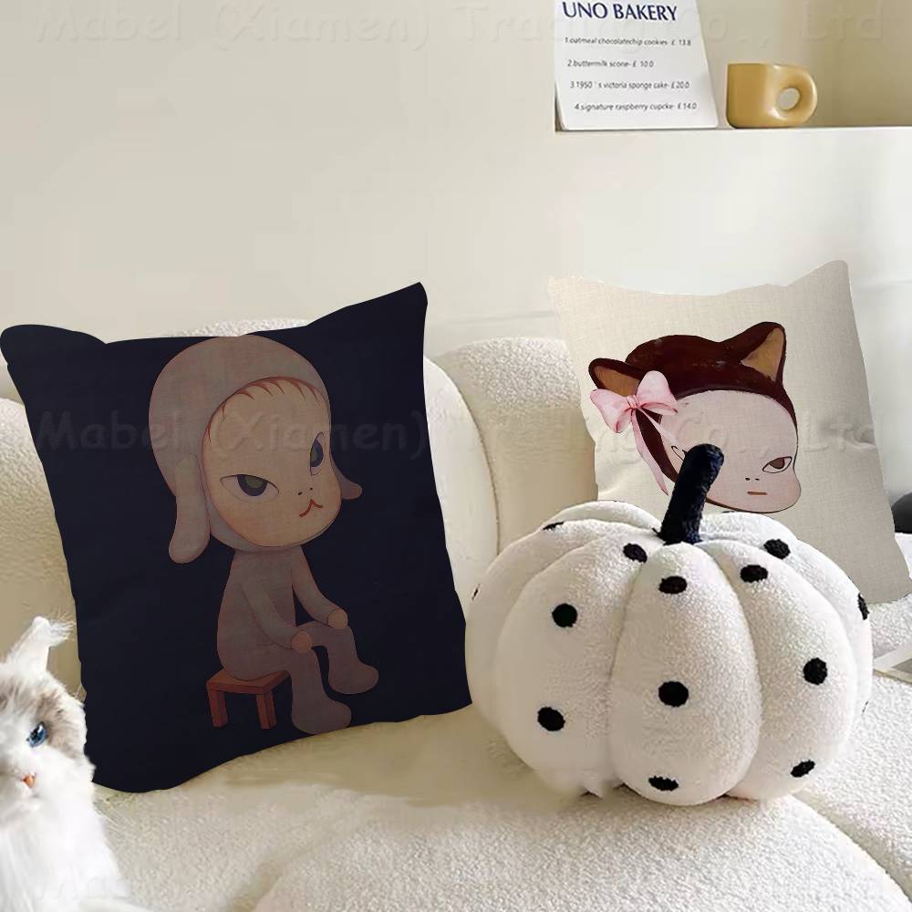 Art YYoshitomo NNaras Pillow Gift Home Office Decoration Bedroom Sofa Car Cushion Cover Case 45x45