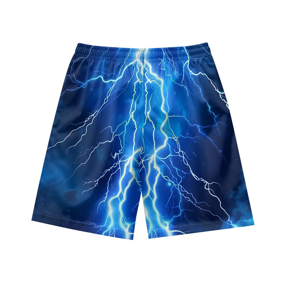 European And American Dark Natural Lightning Element Men'S Casual Shorts Beach Pants