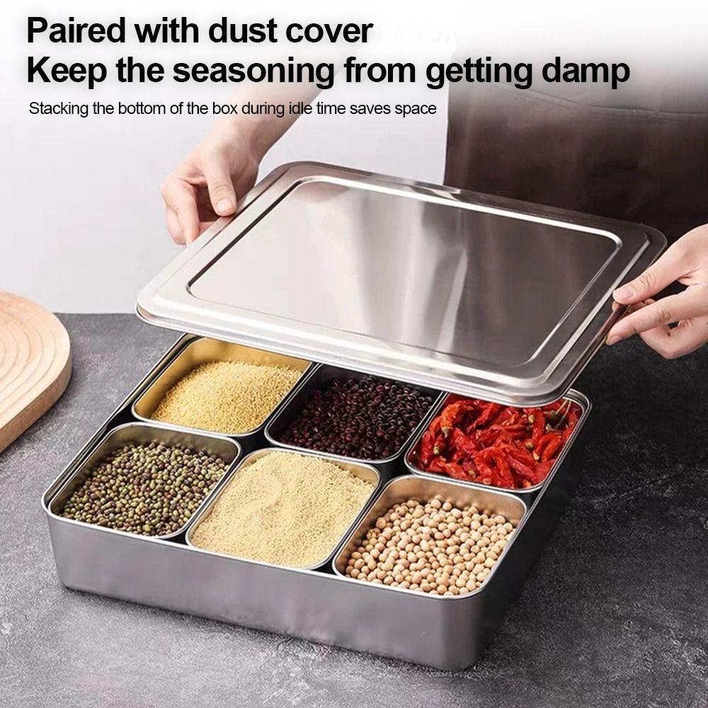 Rust-proof Seasoning Box 6/8 Grids Food Preparation Box Durable Dessert Ingredient Box