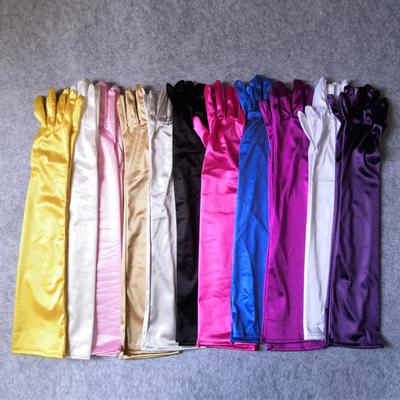 Damen Lang Einfarbig Satin Weich Mehrfarbig Zeremoniell Handschuhe Fahrt Fahrt Tanz Aufführung Sonnenschutz Cosplay Elastizität