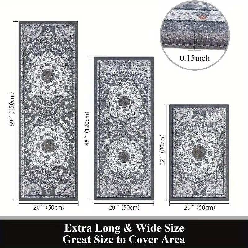 3 Pcs Set Floor Mat Bohemian Style Rugs Kitchen Carpet Non-Slip  Washable Kitchen Decoration Office Bedroom Corridor Rug