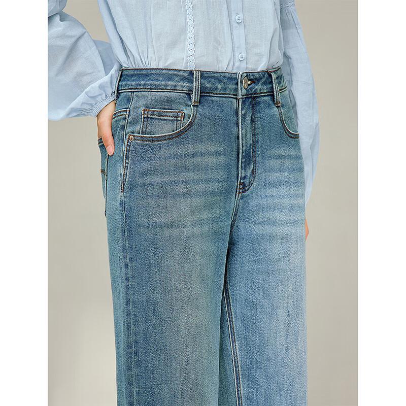 INMAN Women's 2026 Spring Raw Hem High-Waist Straight Leg Jeans