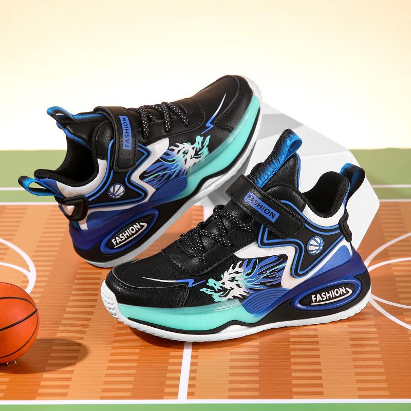 Children's shoes boys basketball shoes 2025 new spring and autumn leather waterproof boys sports shoes boys actual combat sneakers