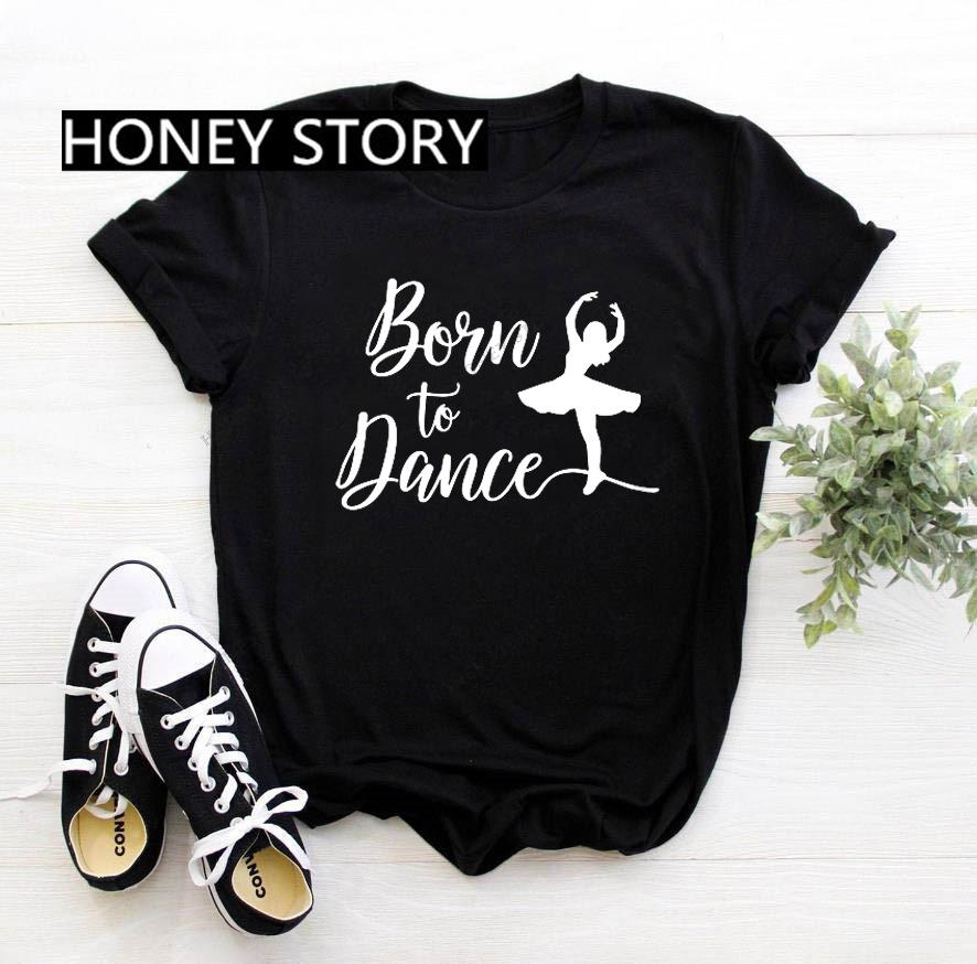 Dance Letter Print T Shirt Ballet Silhouette Monogram Print Women's T-shirt Loose Aesthetic Tops Graphic T Shirts Pro Choice
