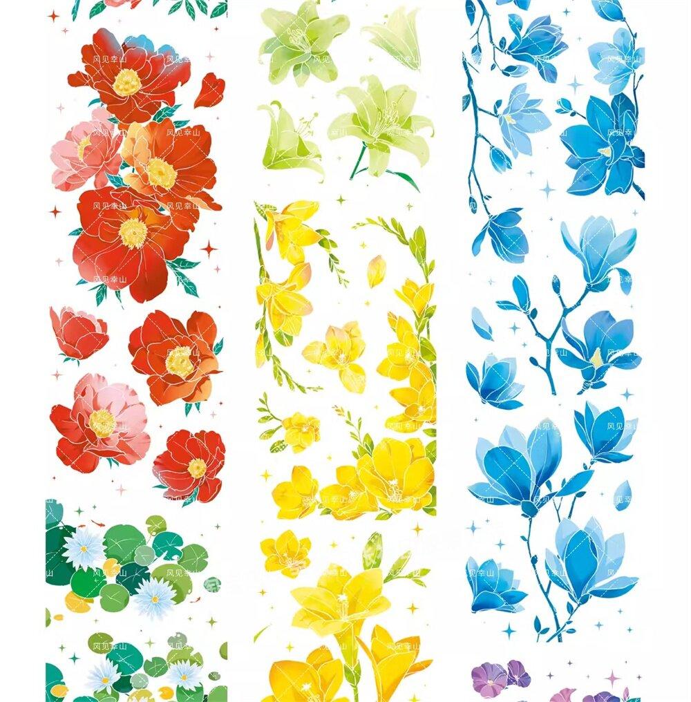 pet washi tape B167 clear flowers spring scrapbook decoration diy sticker