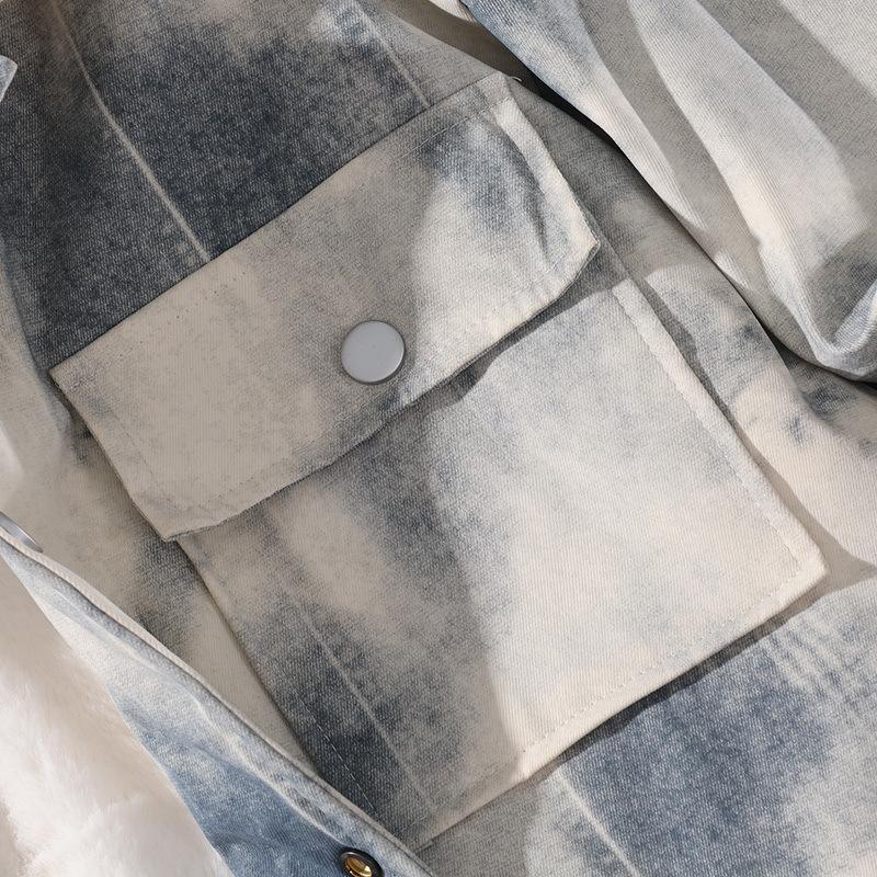 Velvet Long-sleeved Shirt Men Thickened and Warm American Workwear Couples National Jacket Men Casually