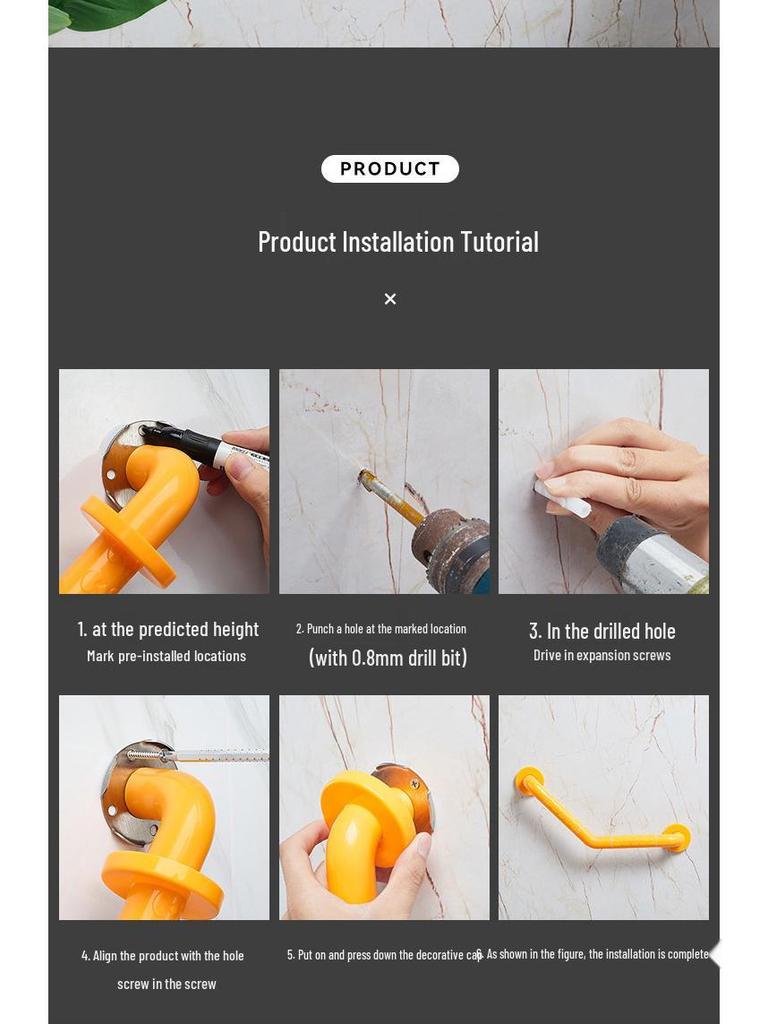 135° Anti-Slip Stainless Steel Bathroom Grab Bar for Elderly - Accessible Stair & Toilet Handrail
