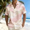 Men's Watercolor Print Short Sleeve Shirt, Spring Summer Minimalist Hawaiian Vacation Blouse, Loose Casual Top
