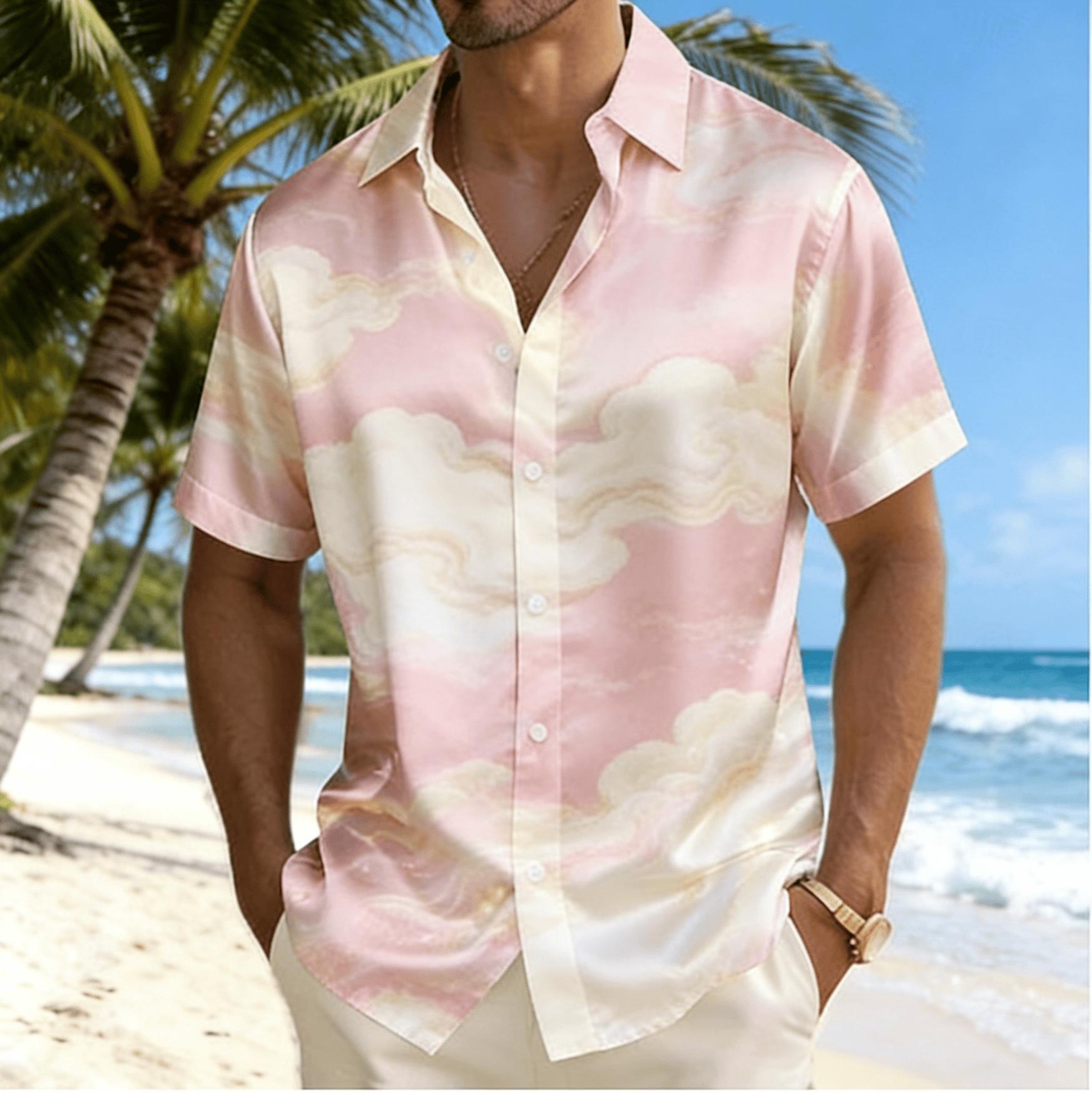 Herren-Kurzarmhemd mit Aquarelldruck, Hawaiianisches Urlaubs-Top, Locker geschnittenes Freizeithemd 5XL gray