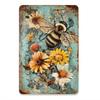 Vintage Bee and Sunflower Tin Sign Floral Rustic Metal Wall Art Plaque for Home Bar Cafe Garden Decor Retro Grunge Style Cotta