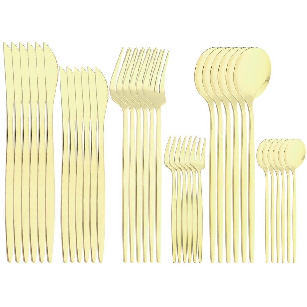 Černé zlato 36ks/6set Sada nádobí Dezertní nůž Nerezové příbory Večeře Lžíce Vidlička Čajová lžička Příbory Sada nádobí