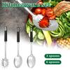 3/6Pcs Stainless Serving Spoons Set with Slotted Spoon Solid Spoon and Spaghetti Spoon Tableware Serving Spoons Kitchen Tools