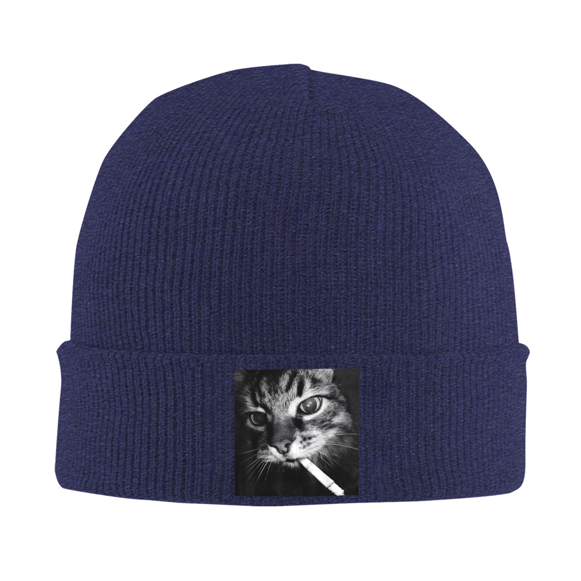 

Cigarette Kitten Funny Smoking Cat Meme Stupid Brainrot Knit Hat Beanie Hats Thermal Elastic Men Women Bonnet Hats Caps Gift One Size