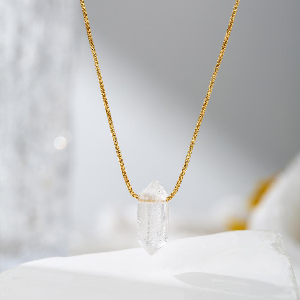 Natural Crystal Pendant, Amethyst, Lapis Lazuli, Necklace, Double Pointed Pillar, Jewelry