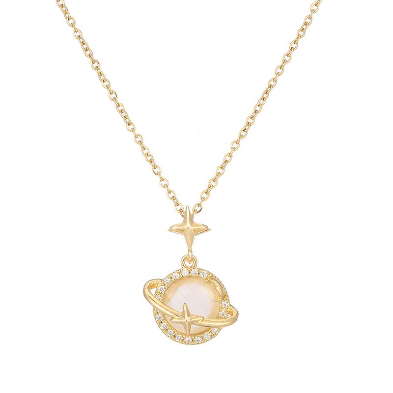 Chic Universe Planet Gold Necklace for Sweet Girlish Charm