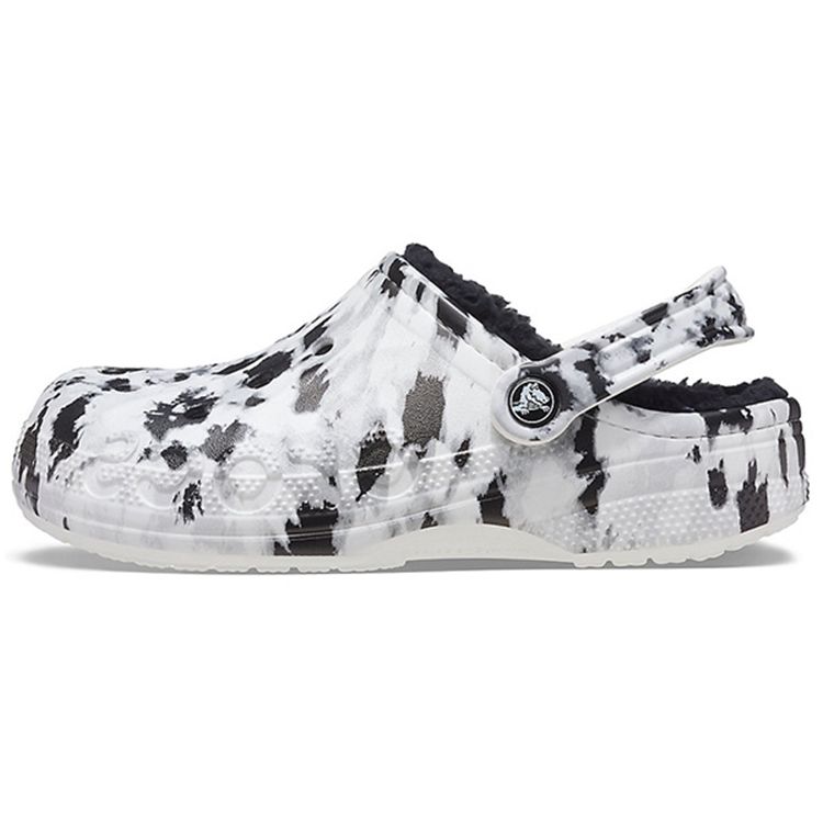 Crocs Baya Lined Clog EVA Printed Round Toe Clogs Unisex clogs White Gray 205975-10M
