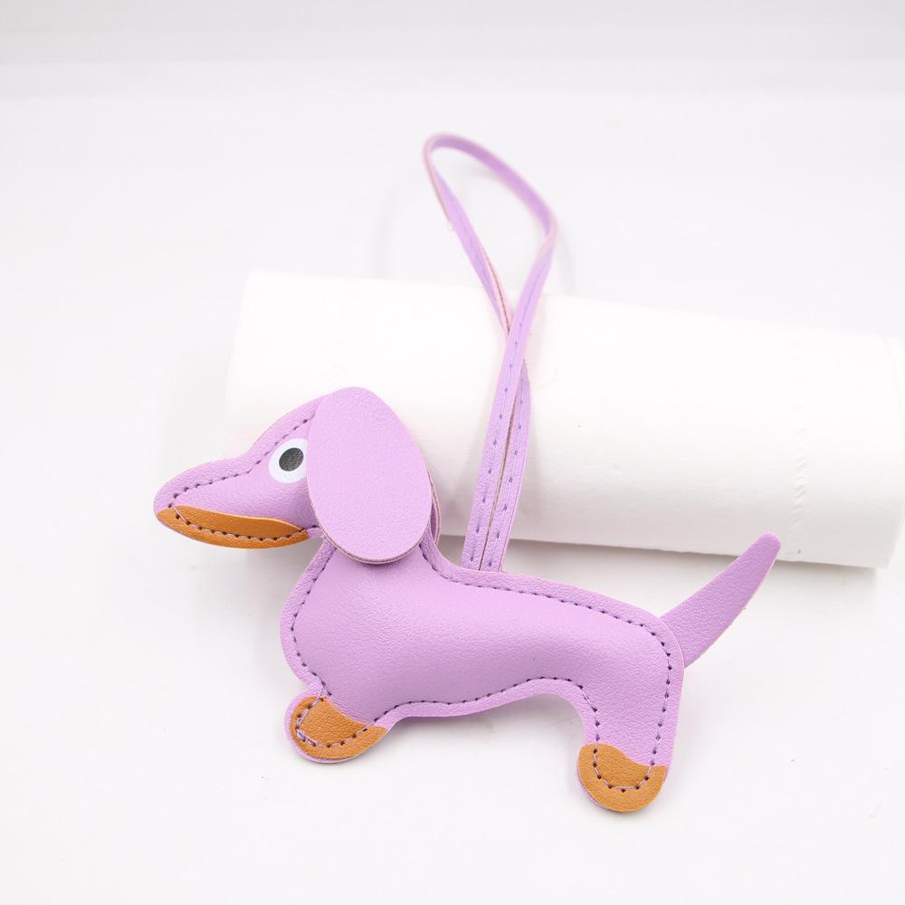 +Cartoon Leather Sausage Dog Hand Rope Bag Pendant Phone Case Accessories Pendant Car Dog Keychain