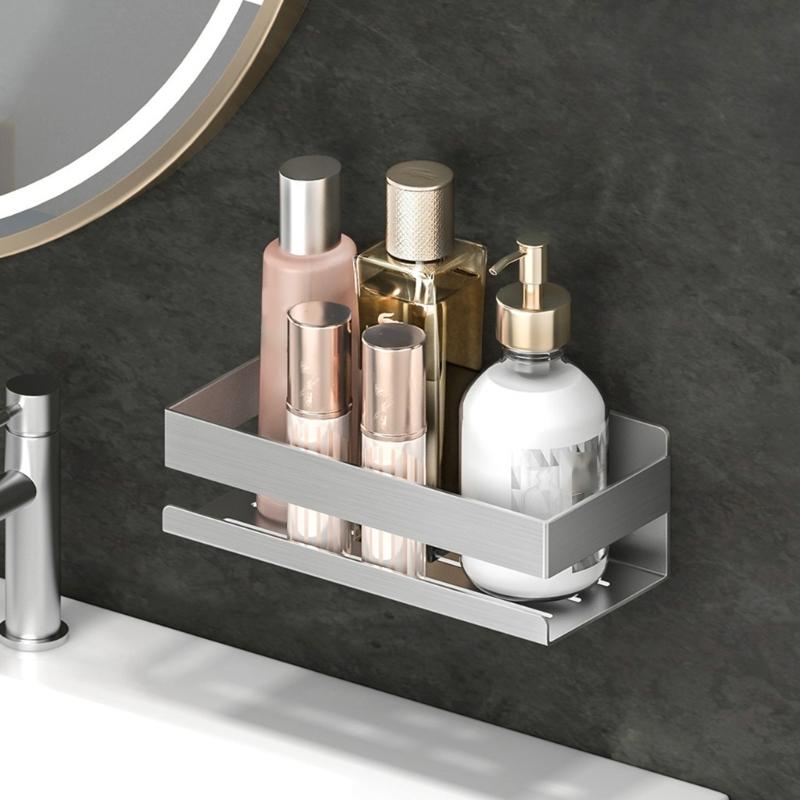 Adhesive Shower Storage Rack Rustproof Shower Storage Unit Adhesive Mount Stand for Bottles and Accessories