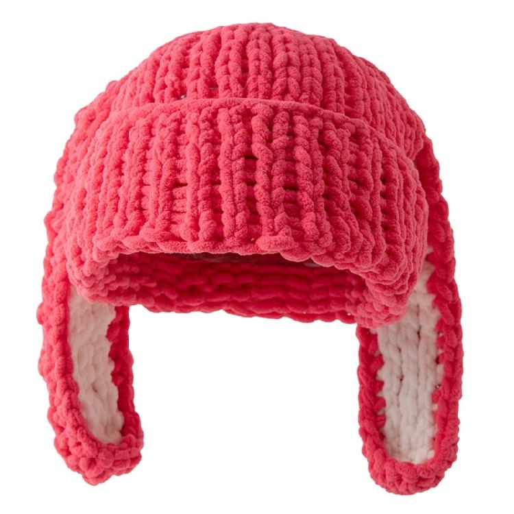 

Warm Ear Hat with Ear Pullover Cap Cartoon Rabbit Ears Beanies Lovely Colorful Winter Plush Hat for Casual Wear красный