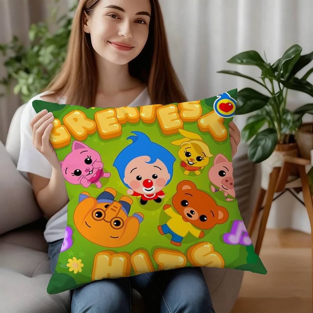 Urocza Poszewka na Poduszkę Plim Plim Krótki Plusz Sofa Dekoracyjna Prezent Dom Dwustronny Nadruk Poduszka