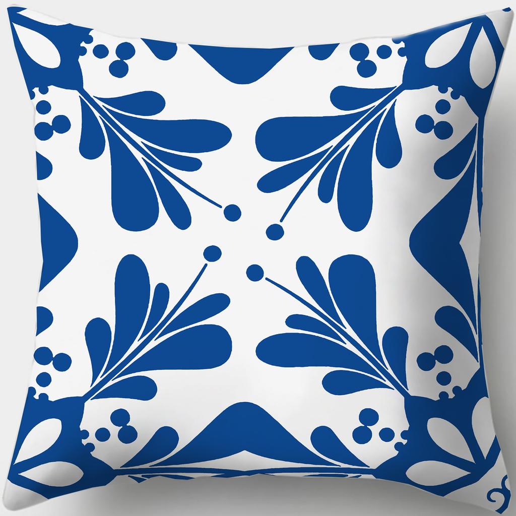 Home Decor Stylish Blue and White Patterned Pillow Covers Pattern Cushion Cover Suitable for Sofa Bedroom Car Pillow Cover
