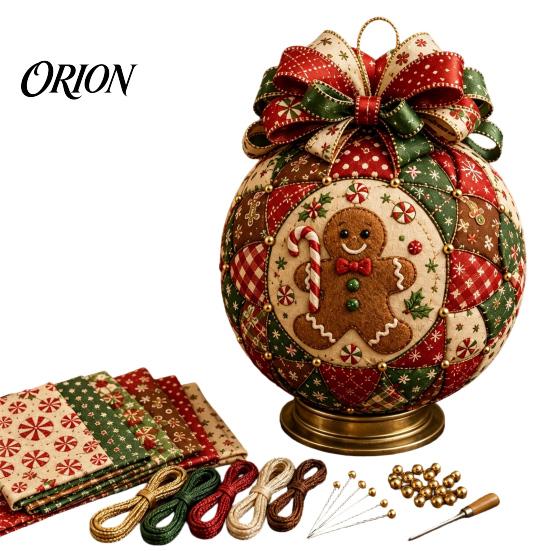 Fabric Ball Craft Set Quilted Christmas Ornament DIY Kit, Patchwork Material Pack Crafting Gift for Beginner, Handmade Xmas Tree Hanging Decor Adults