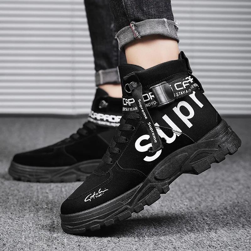 Men Boots  New Autumn Round Toe High Butt Thick Bottom Platform Trendy Boots Large 46 Lace Up Height Increase Outdoor Boots