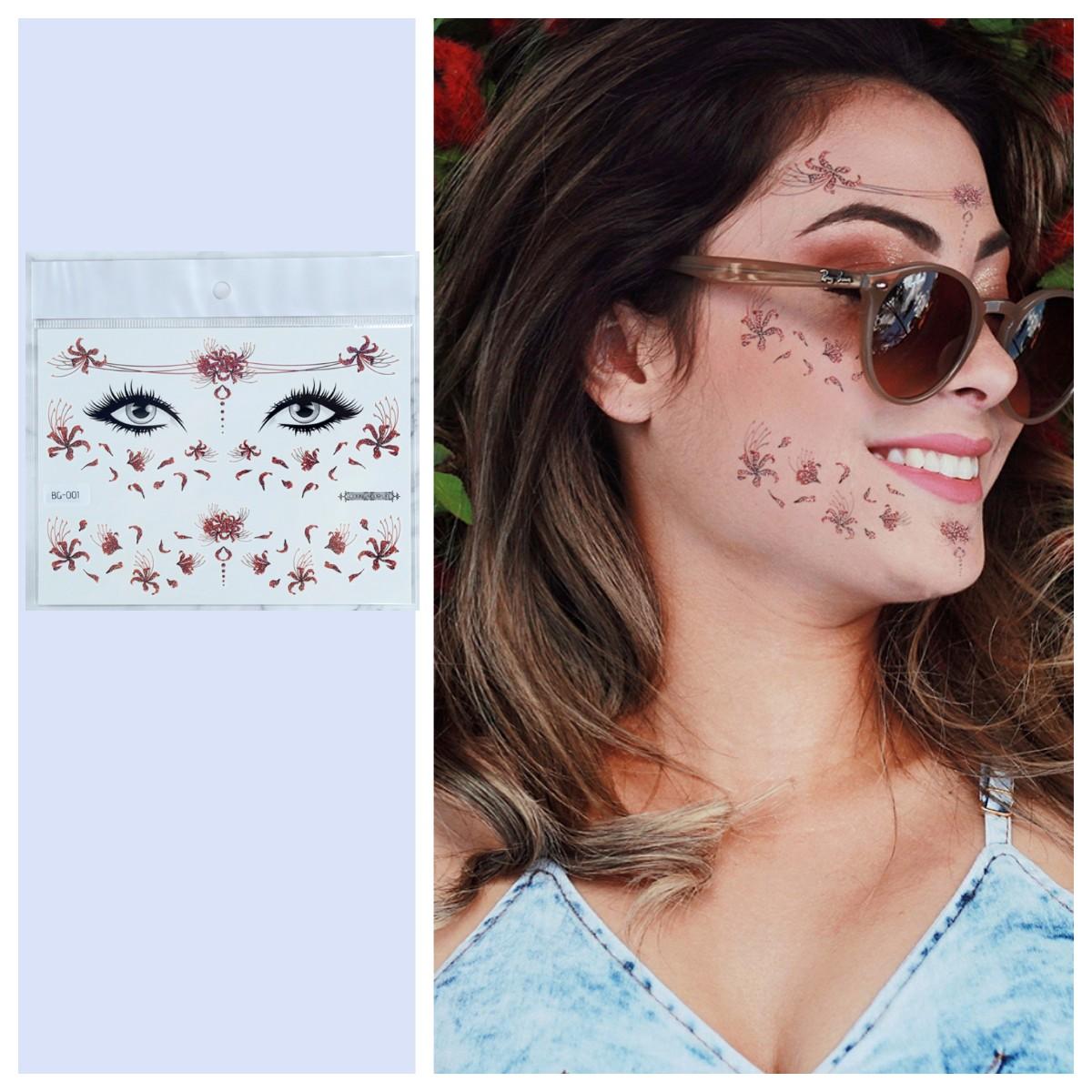 

1 шт. + 1 подарок, водостойкая блестящая пудра, татуировка для лица для праздника, танцевальной вечеринки, мяча, водонепроницаемая, но легко удаляемая