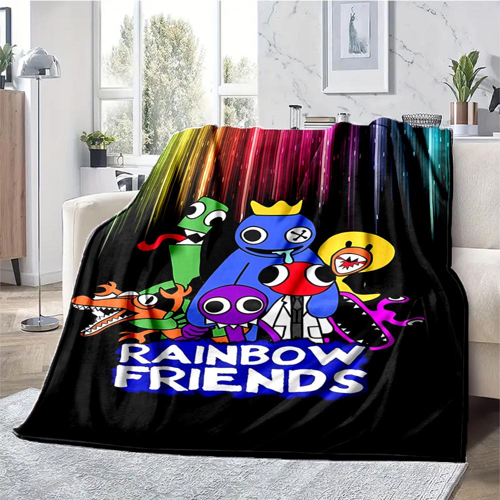 Rainbow Friends Theme Printed Blanket - Perfect for Couch, Bed, Travel & Outdoor Use | Machine Washable, Cozy & Durable.