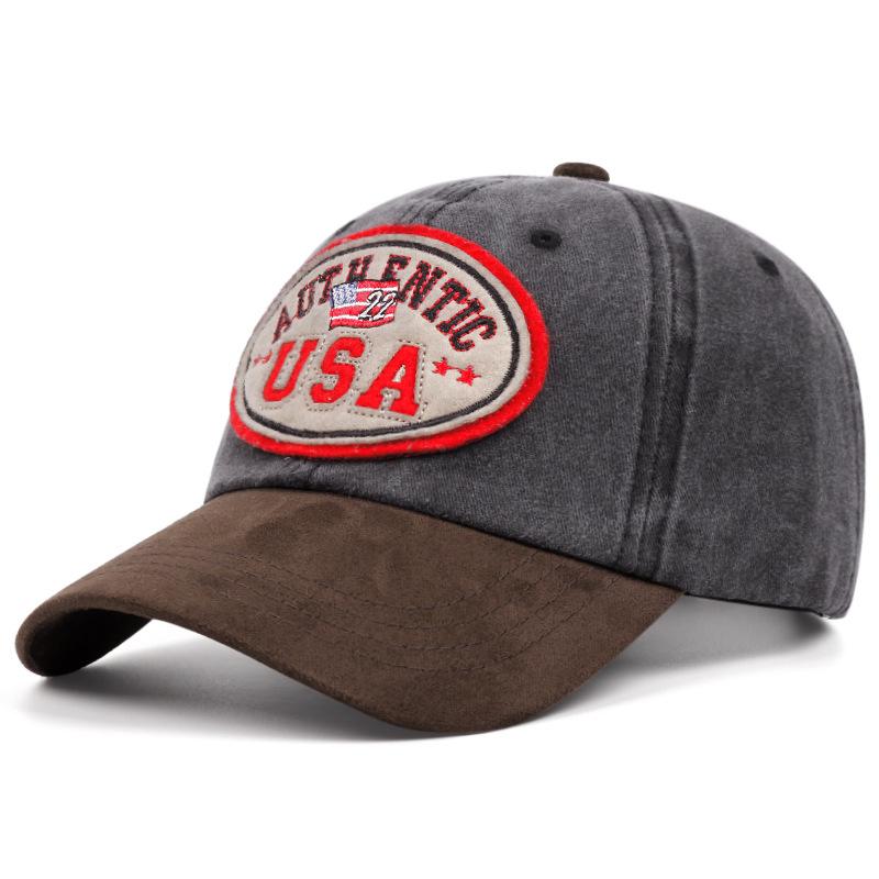 Embroidered baseball cap patch embroidered peaked cap washed distressed visor curved brim peaked cap