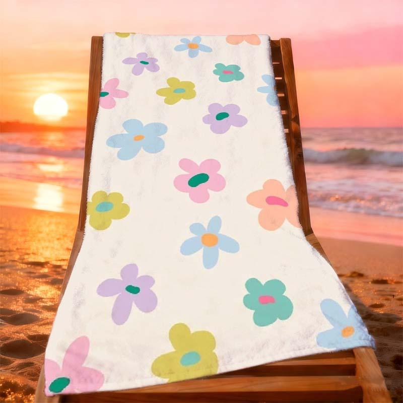 Flower Wallpaper Beach Towel, Holiday Beach, Stain and Sand Resistant, Quick-Dry, Travel, Swimming Multi-Purpose Beach Towel