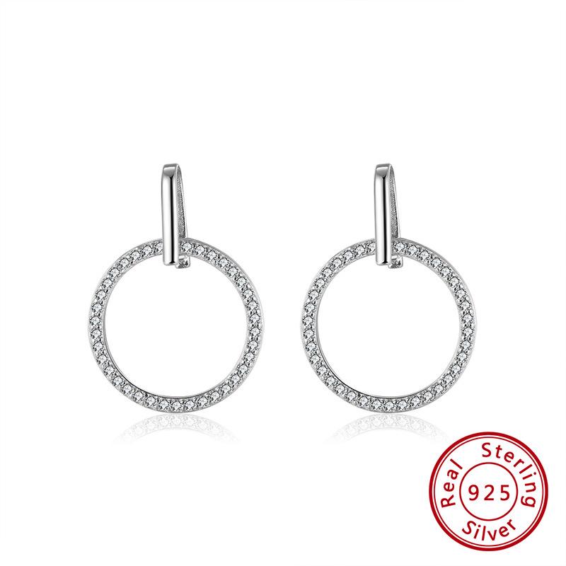 

Shangda S925 Sterling Silver Hollow Round Diamond Stud Earrings 925 Silver платиновый