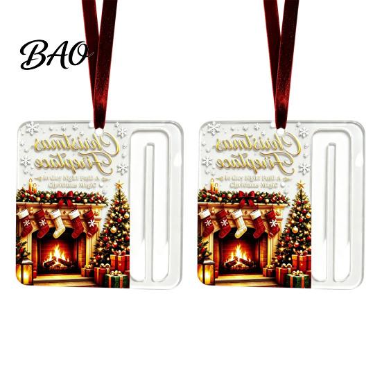 Surprise Cash Gift Packaging 2Pcs Christmas Holder Ornament, Acrylic Money Hanging Decor with Holiday Party Santa Snowman Design, Tree Pendant