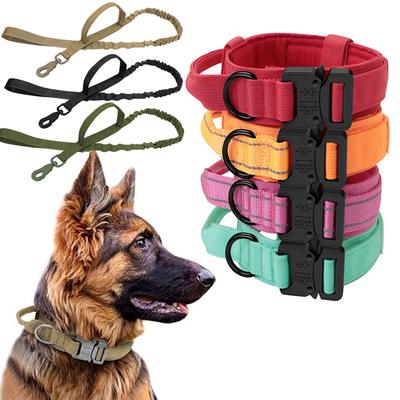 Durable Tactical Dog Collar Leash Set Adjustable Military Pet Collar Leash Medium Large Dog German Shepherd Training Accessories
