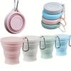 4 Pcs Foldable Silicone Travel Cup With Lid Retractable Reusable Portable Mug For Camping Hiking Picnic