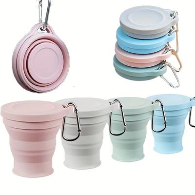 4 Pcs Foldable Silicone Travel Cup With Lid Retractable Reusable Portable Mug For Camping Hiking Picnic
